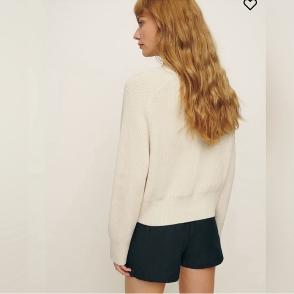 Reformation Jessa Knit Cardigan Sweater 100% Cotton Cream Small - Picture 9 of 11